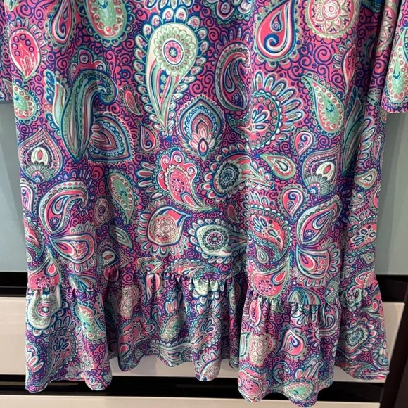 Simply Southern Paisley Keyhole Dress in Pink & Teal - Picture 4 of 5